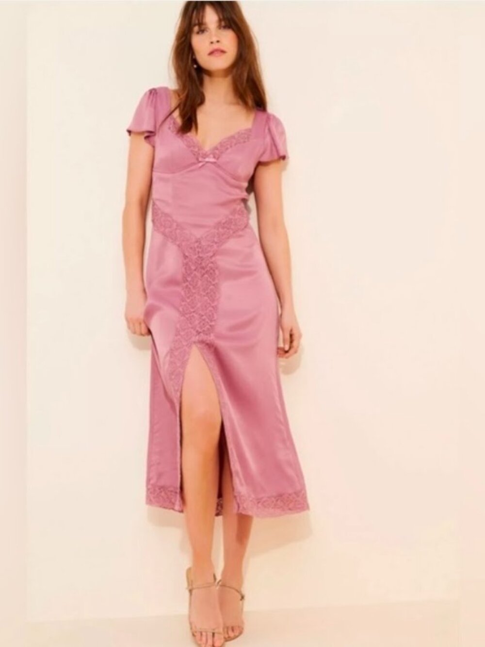 NWOT Free People Pink Skies Midi Dress In Pink Size XS